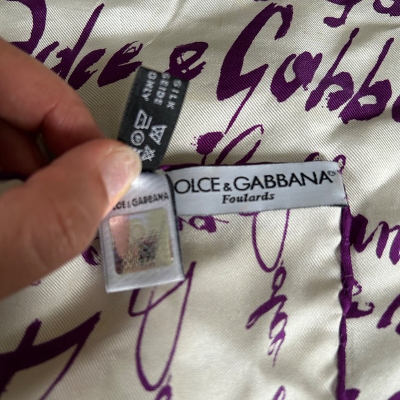 Authentic Dolce and Gabbana white and purple Silk Scarf - Picture 3 of 7